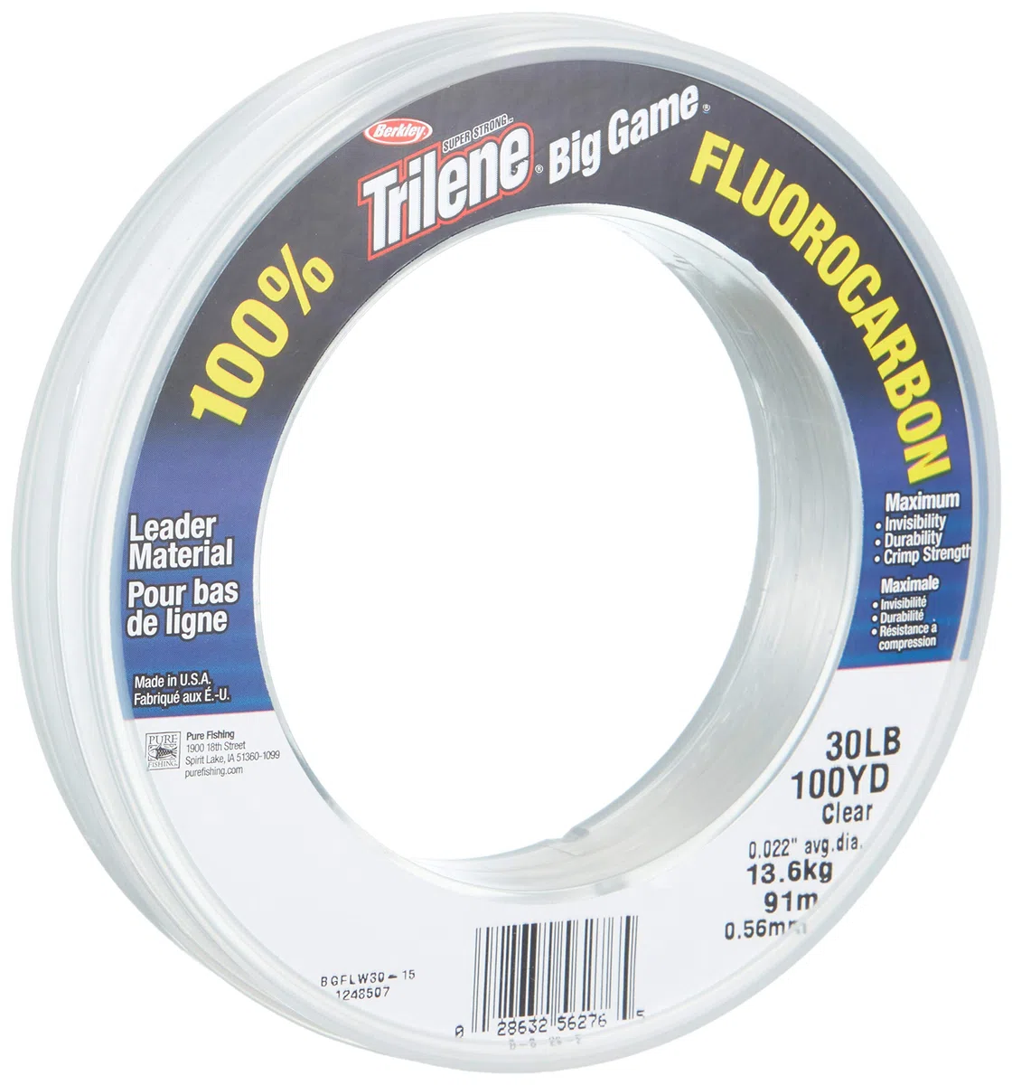 Berkley Big Game Fluorocarbon Leader Fil de pêche Résistance 13 kg 90 m