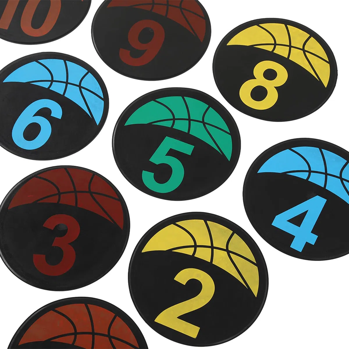 Marqueurs D'entraînement de Basket Ball, 10 Marqueurs de Points Numériques, Grands Points de Sol Ronds et Plats Numérotés de 9 Pouces, Points de Marquage de Cercles Antidérapants avec