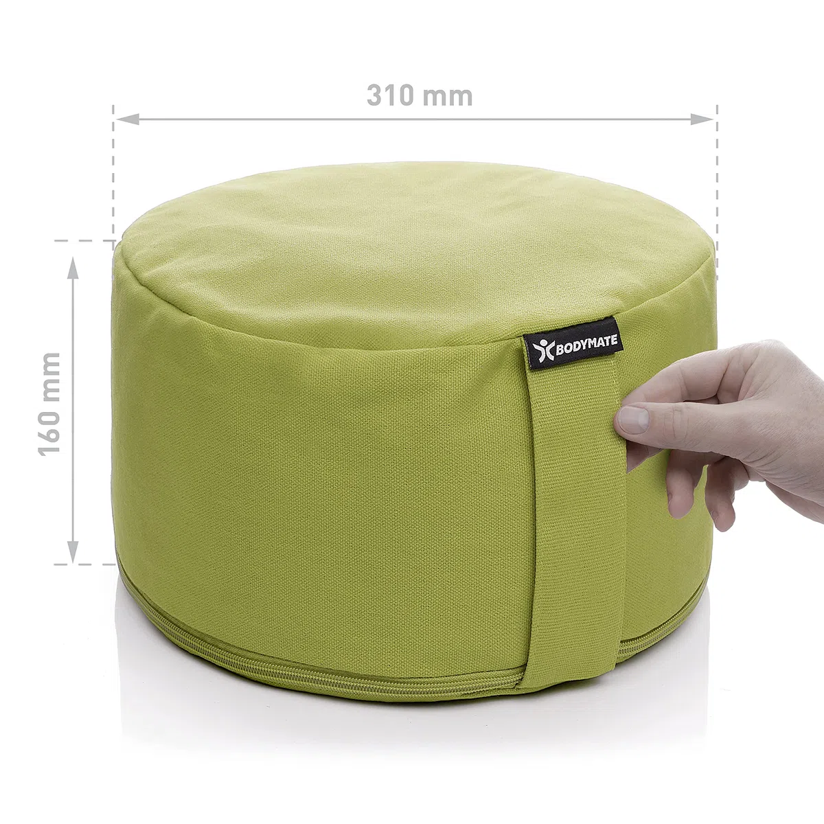 BODYMATE Coussin de méditation & Yoga (zafu) H16cm Ø31cm - Rembourrage en Coques de Sarrasin, Housse en Coton Lavable en Machine - Divers Coloris