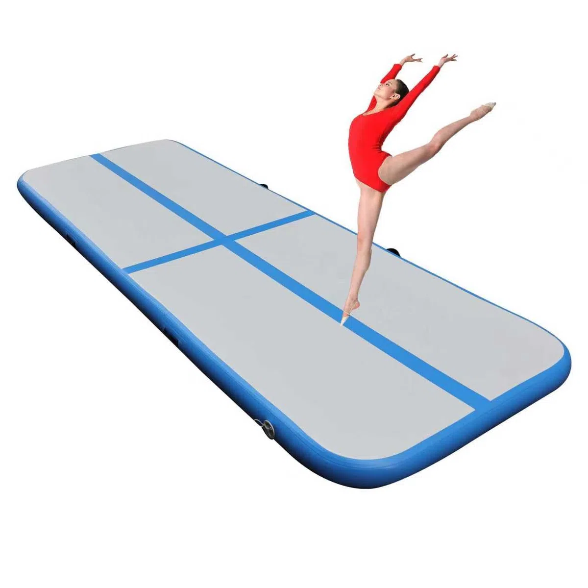 Gymnastique Air Track 300 x 100 x 10 cm Bleu/Gris avec sangle de rangement et kit de réparation
