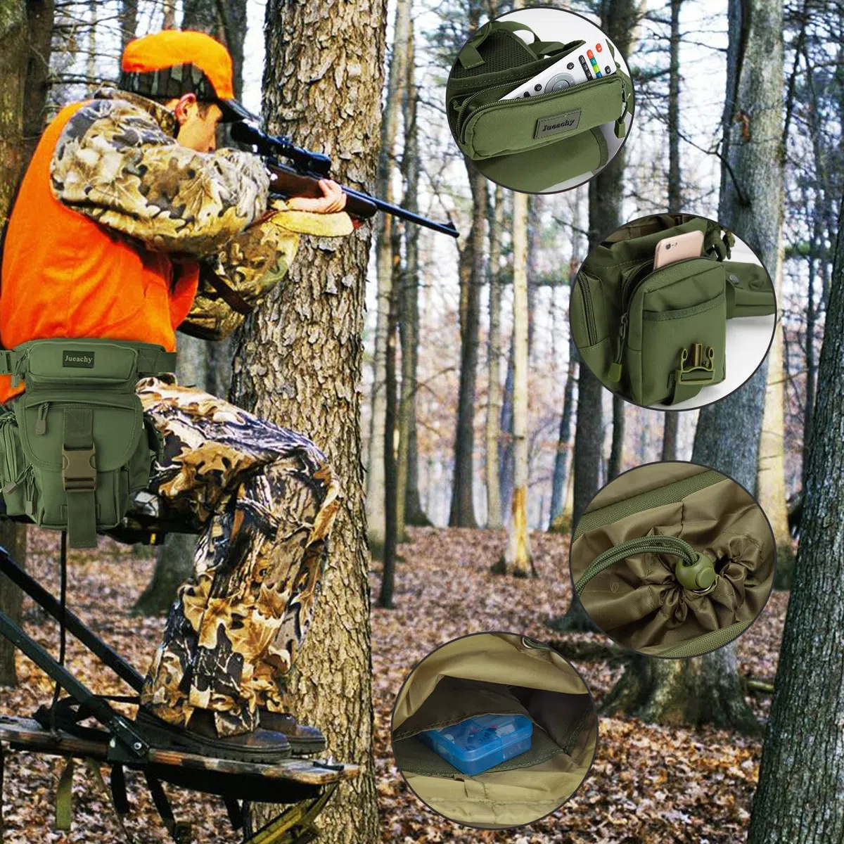 Jueachy Sac de Jambe Polyvalente - Sacoche de Cuisse Pêche Banane Molle Tactique Militaire, Sac Banane Multifonctionnel Imperméable pour Extérieur Moto Voyage Chasse Randonnée Escalade - Sac à Outils