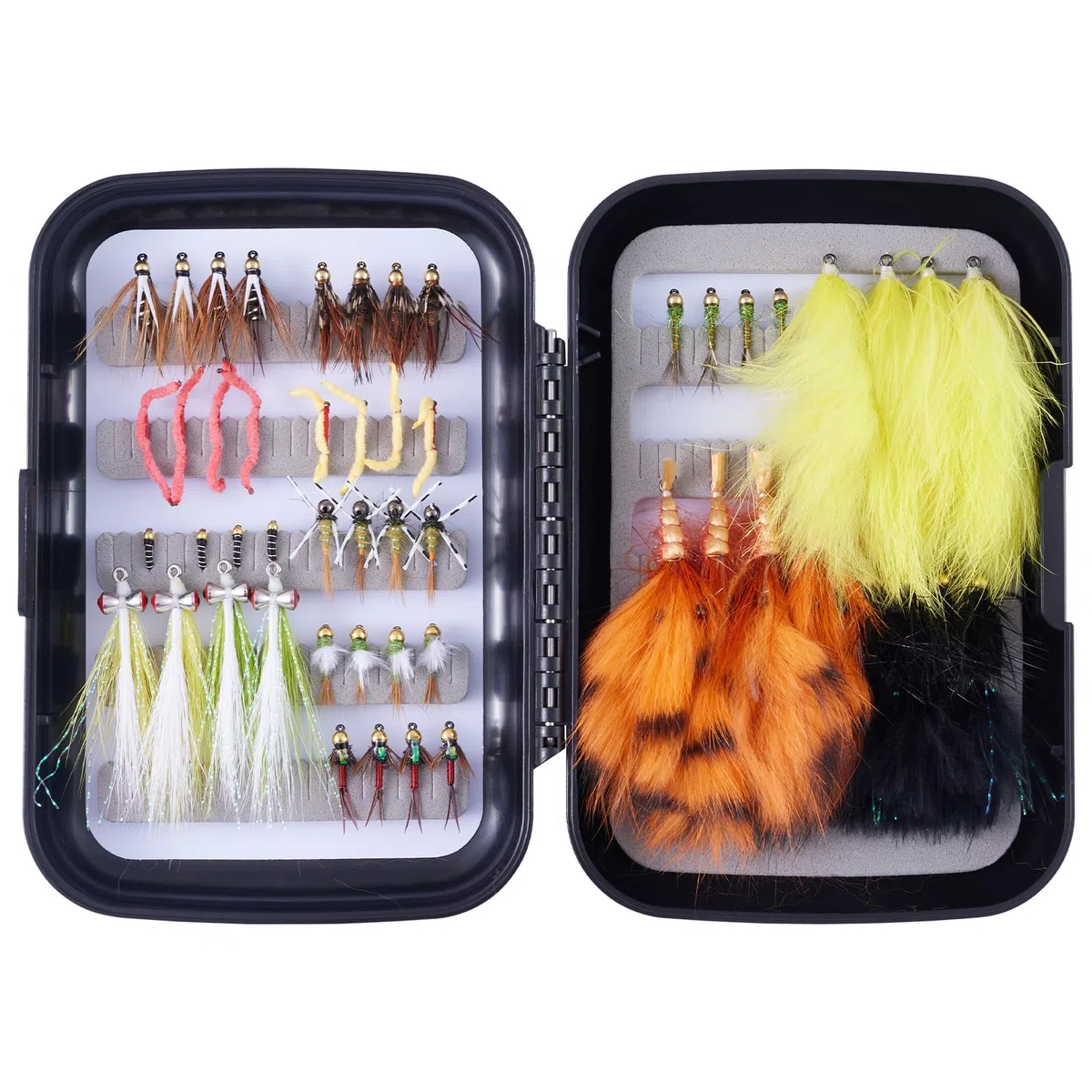 BASSDASH Mouches humides pour la pêche à la truite et au saumon avec boîte à mouches