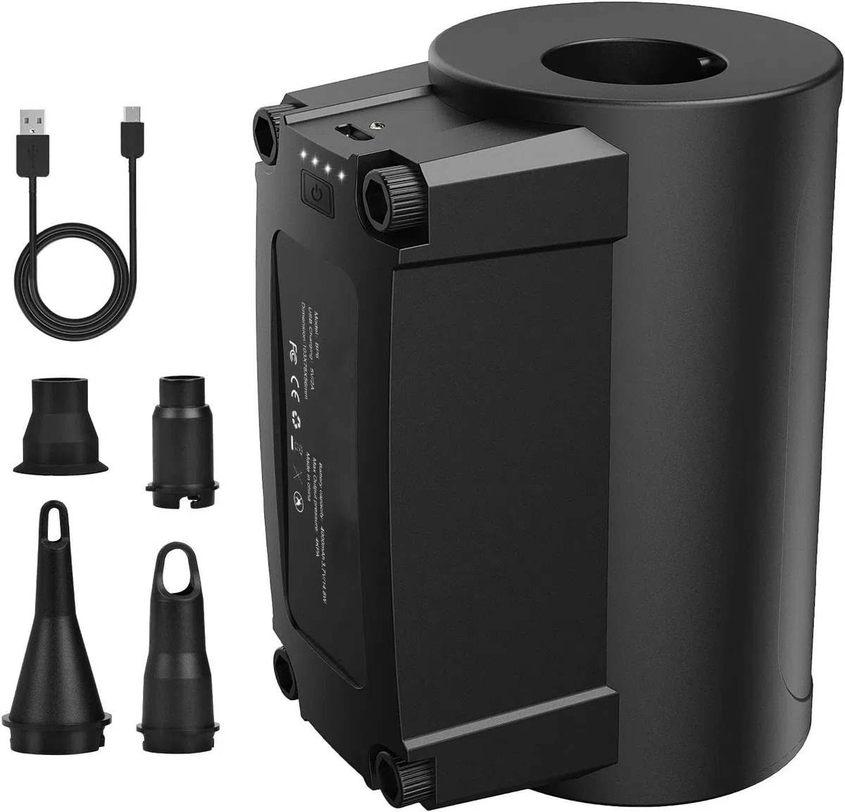 Gputek Pompe à air électrique, sans Fil, Pompe à air électrique, Rechargeable, avec 4 Buses, pour Matelas Gonflable, radeaux, canapés, Bateaux, Jouets de Piscine, bouées de Natation