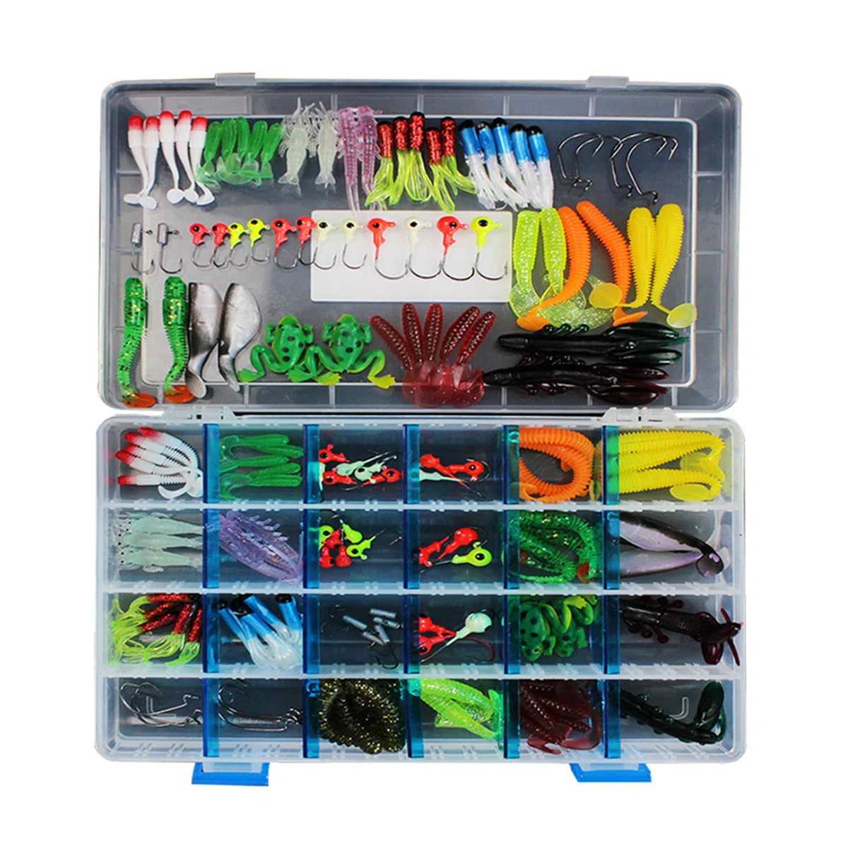 Leurres de pêche Kit avec Boîte à Outils Portable, RoseFlower 146 Pièces Flottante Set Appât de Pêche Hameçons Basse Accessoires avec Spinnerbaits, Plastique vers, Minnow, Grenouille, Baits