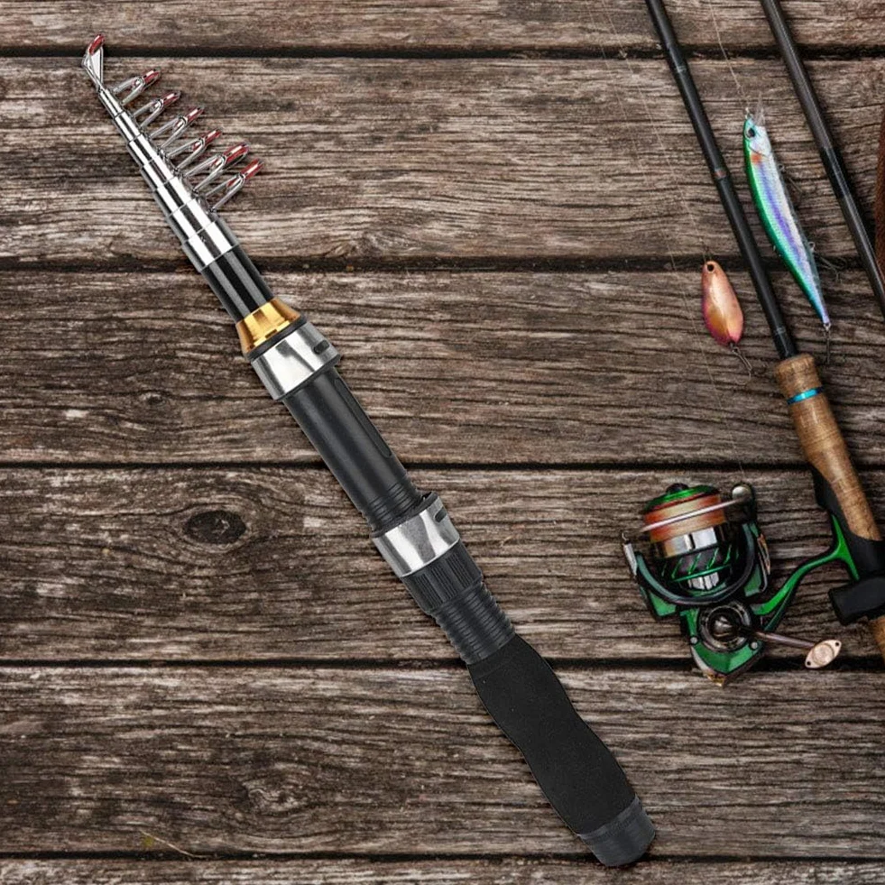 Alomejor Mini Canne à pêche de Poche Canne à pêche Stylo pour la pêche en mer Pêche en Eau Douce en Eau de mer extérieure(1.7m)