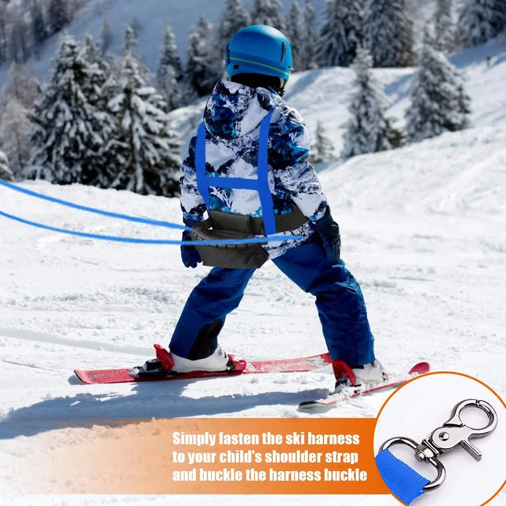 Harnais d'entraînement de Ski, Harnais de Ski et de Snowboard pour Enfants Harnais Ski avec Laisse et Sac Amovibles Accessoires de Ski pour Enfant Garçon Fille Débutant, Bleu
