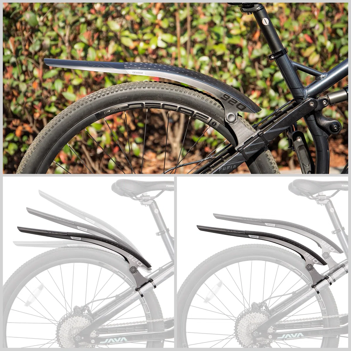 GEWAGE Garde-boue arrière de VTT - Garde-boue de vélo pour VTT, Mudguard VTT et garde-boue vélo Montage rapide 24-29 pouces