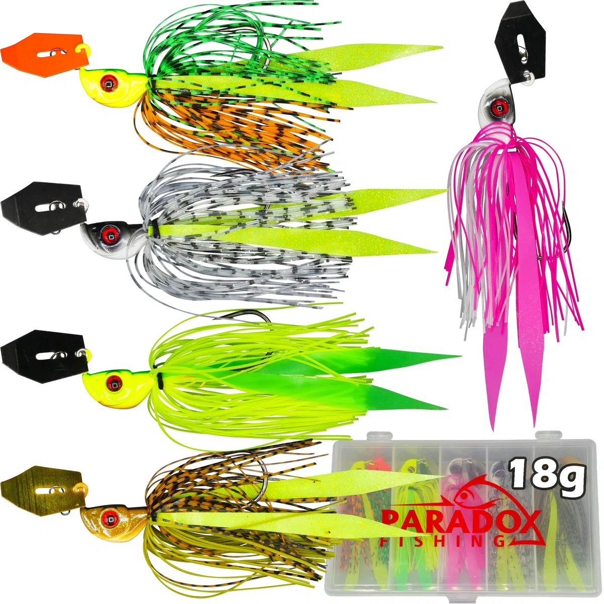 Paradox Fishing Chatterbait Brochet 5pcs 18g - Spinnerbait Hecht Jig Spinner Brochet - Leurre de Brochet