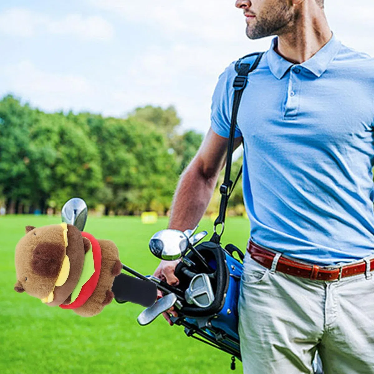 Couvre-club de golf en peluche en forme de Capybara - Résistante aux rayures - Pour homme et femme - Pour intérieur et extérieur
