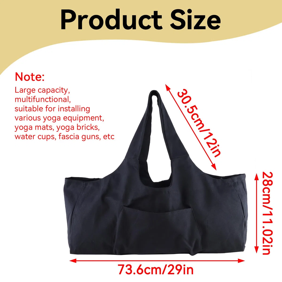 HERCHR Grand Sac de Tapis de Yoga, Sac de Sport fourre-Tout pour Tapis de Yoga avec Poches latérales pour Femmes et Hommes