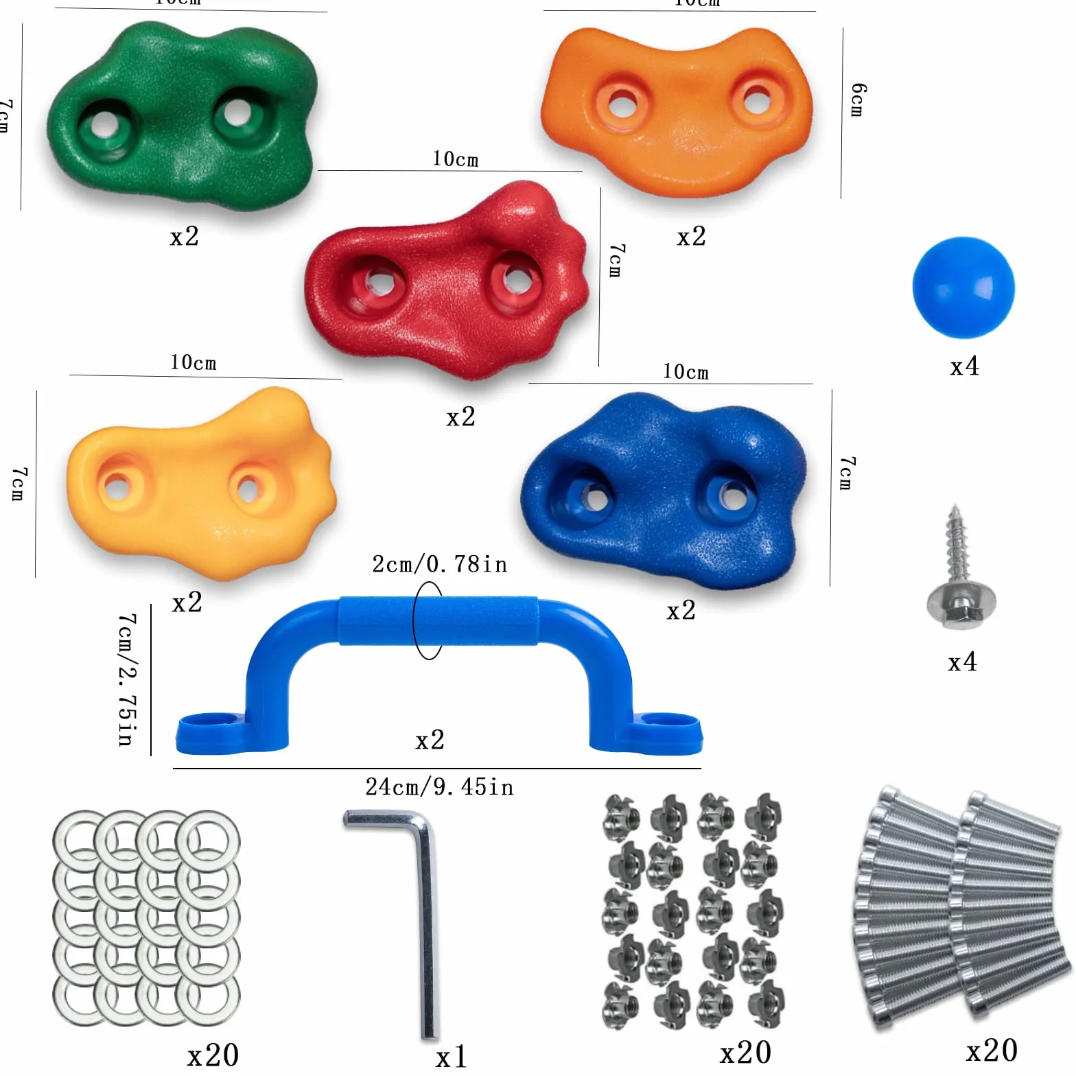CIMOYBAI 12 pcs Prises d'escalade, avec poignées de Maintien Aire de Jeux，Pierres à Grimper Enfants Outdoor, Prises d'escalade Enfants Multicolores, Prises pour Murs d'escalade avec vis de Fixation