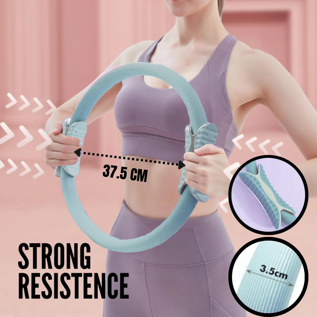MAGIC SELECT Anneau de Pilates - Cercle Pilates à Double Poignée - Yoga Pilates Ring pour Exercice, Fitness, Yoga, Gym, 37.5cm Diameter