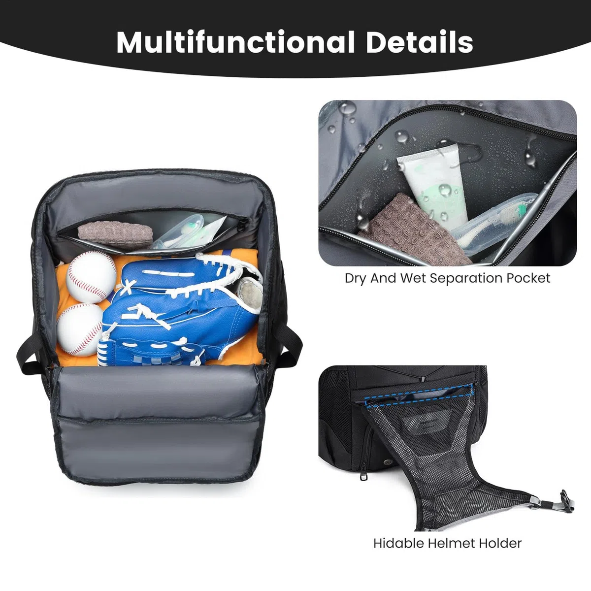 Générique Sac de Batte de Baseball pour Jeunes – Sac d'équipement léger et étanche avec Crochet de clôture et Grand Compartiment Principal pour Casque pour Adultes Softball, Accessoires T-Ball