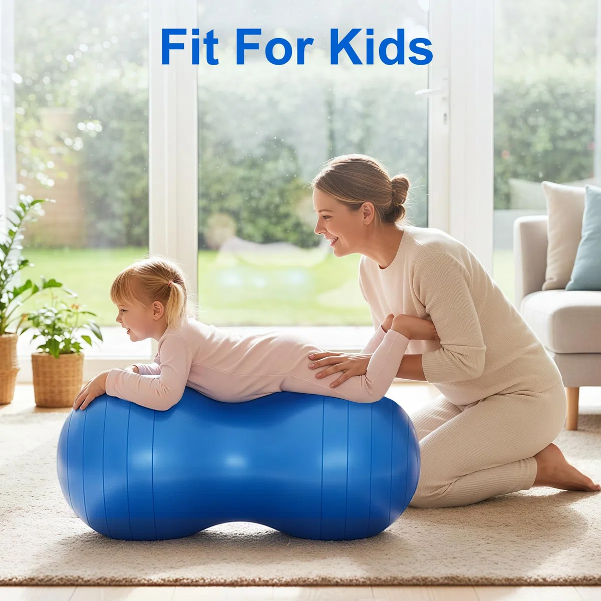 flintronic Ballon de Fitness Cacahuète, Balle d'arachide pour Enfants, Ballon d'exercice de Yoga avec Pompe Pied Gonflable, Anti-Explosive, pour Yoga, Pilates, Thérapie, Grossesse - 90 x 45cm