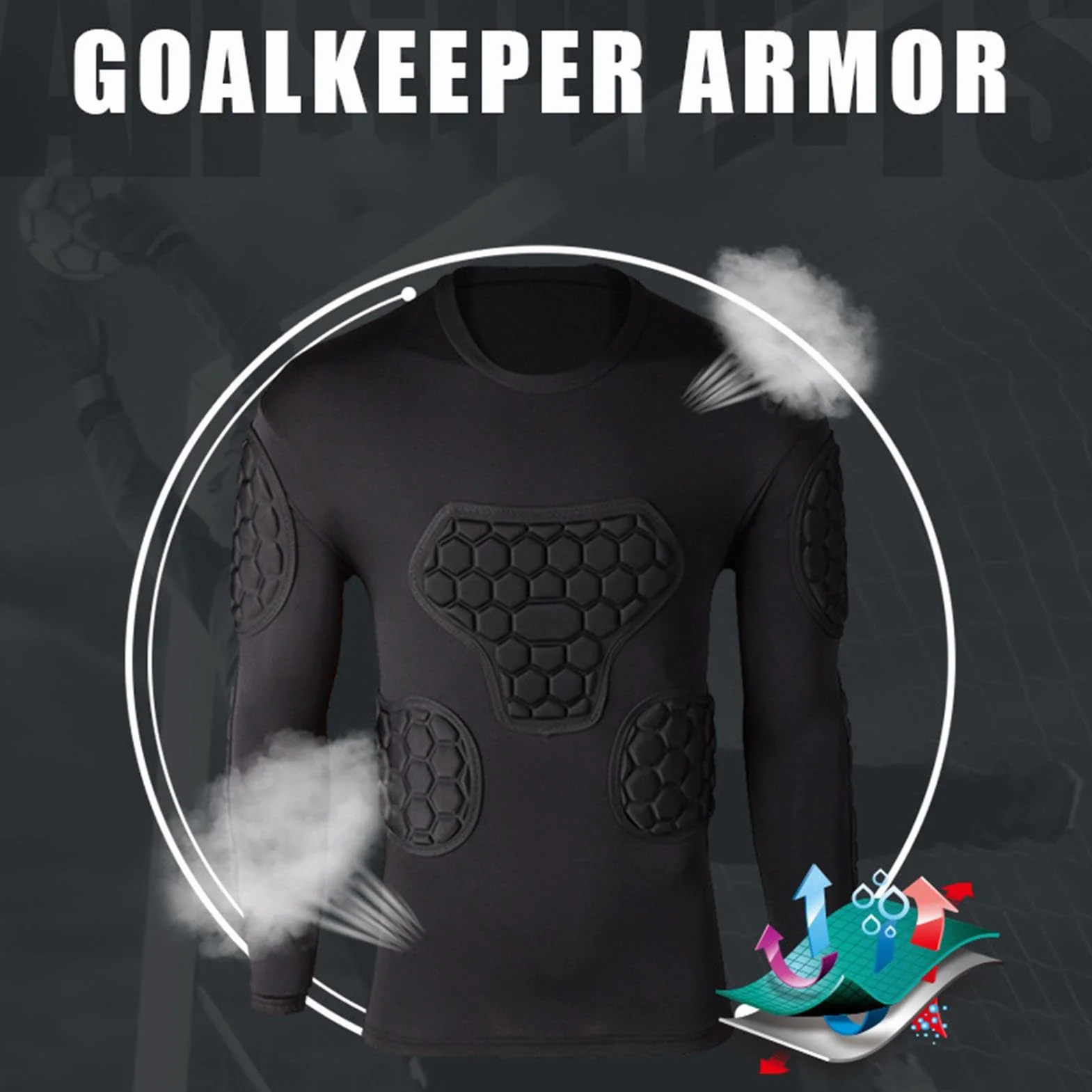 Maillot de Football rembourré, Combinaison de Football Noire à Manches Longues, Chemise rembourrée de Football pour Adultes et, Chemises rembourrées de Paintball pour Football