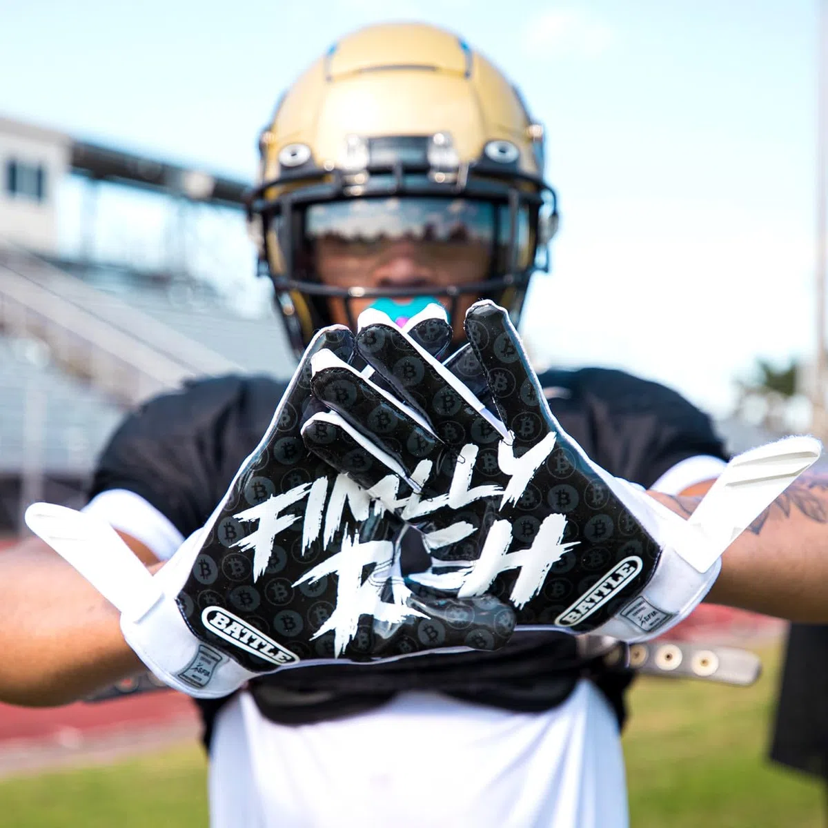 Battle Gants de football larges pour le dos de la main, ultra adhérents et antidérapants, pour adultes et jeunes