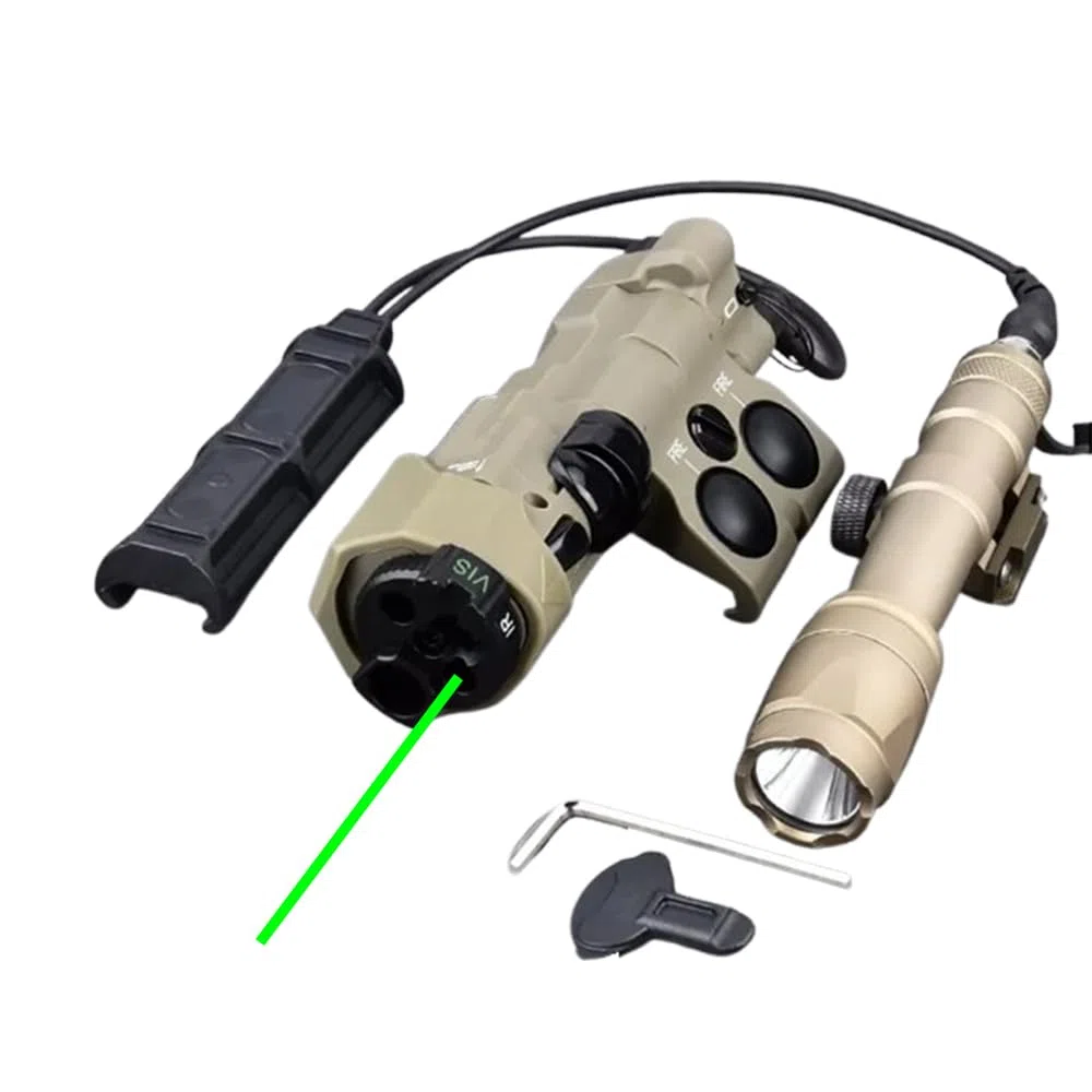 Nylon ML C1+ Box Laser Sight Indicateur (avec IR + Rouge/Vert/Bleu + Lumière de Remplissage IR + Lumière LED 220lm), & Lampe de Poche Forte M600C & Double Interrupteur à Distance Modulaire (SF + Prise