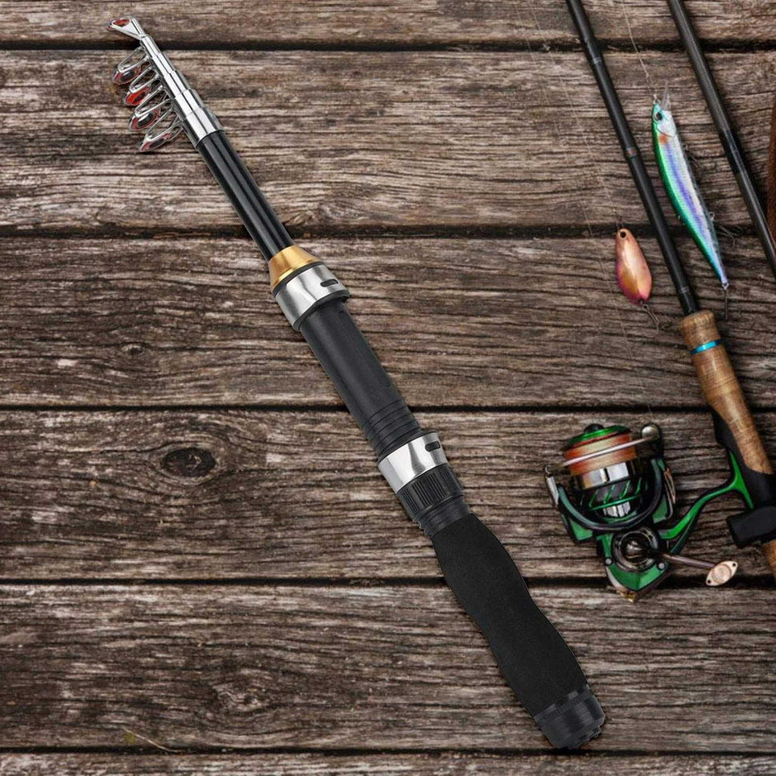 Bnineteenteam Mini Canne à pêche, Petit Poteau de mer Portable Court Poteau antidérapant 1 m Canne à pêche sur Glace bâton de pêche Mini Outils de pêche en mer 28049-100(1.5m)