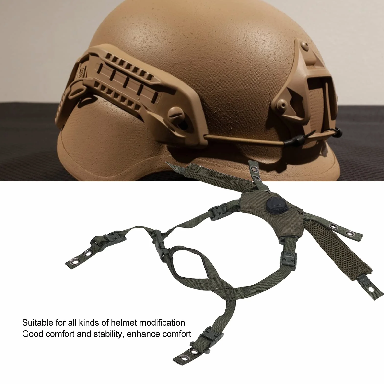 Dragonne du casque, système de suspension réglable avec 4 vis et 4 écrous pour Fast/MICH/Wendy Accessoire pour casque