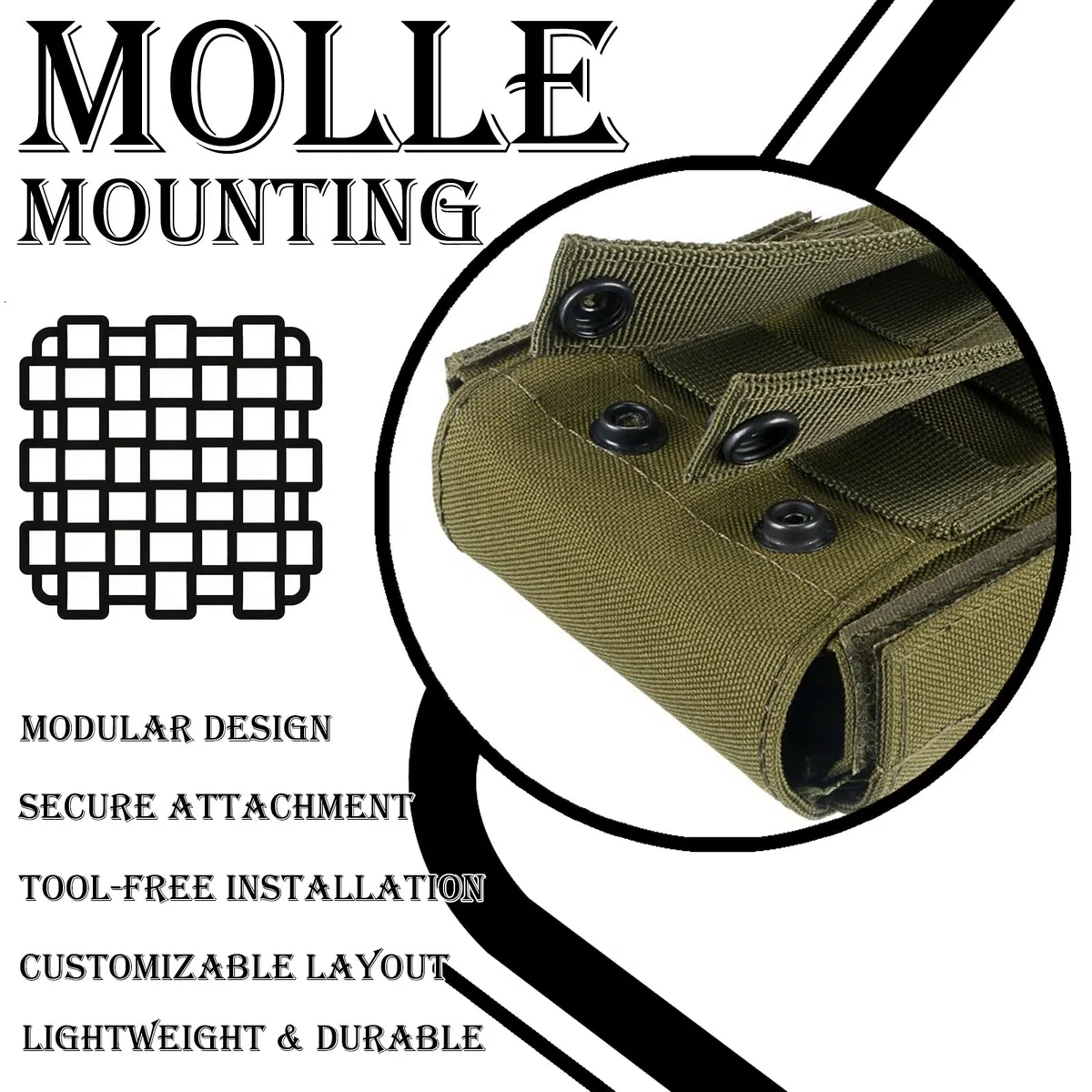 Pochette Tactique pour Cartouches de Fusil de Chasse Compatible Molle, Porte-Cartouches de 25 Cartouches avec 2 Sangles Multifonctions pour Lampe Torche Ou Outils