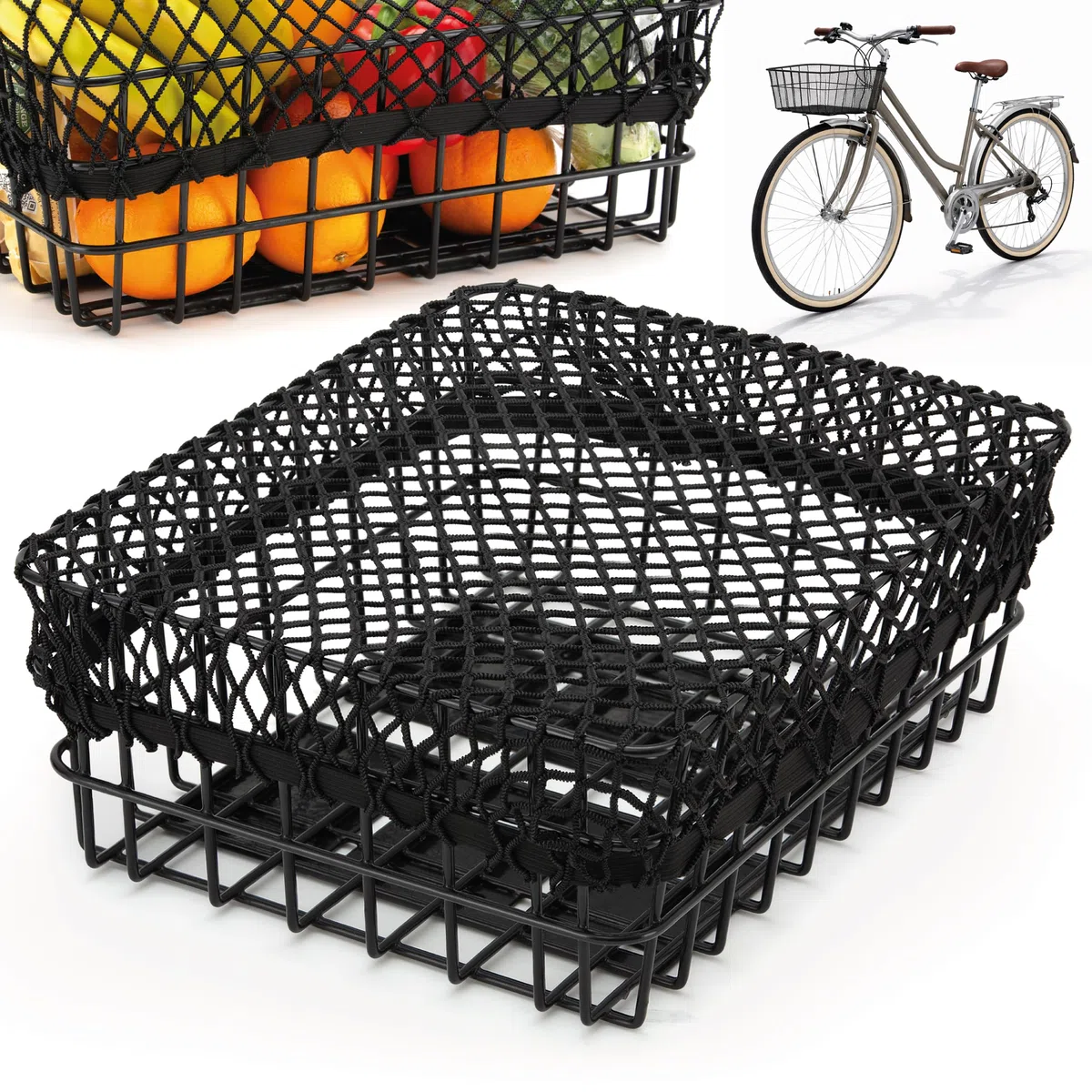Filet à bagages pour vélo - Stable et flexible - Panier de sécurité et ordre en déplacement