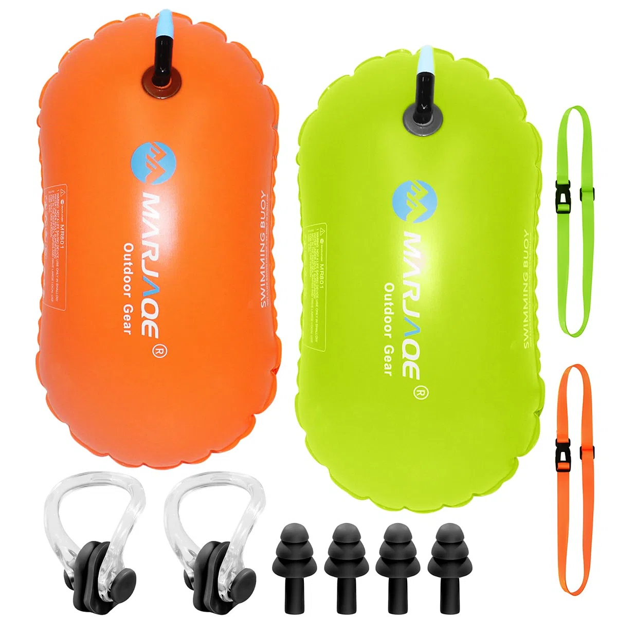 Bouée de Natation avec Bouchons d'oreille et Pince-Nez,Bouée de Natation Swim Buoy Eau Libre pour Triathlètes, Kayakistes, Plongeurs en Apnée