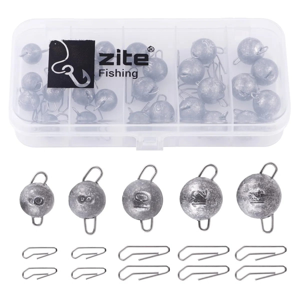 Zite Fishing Cheburashka Plomb Tête Système de Changement - Rapide Plomb Kit - 30 Bottom Jig Boules - 6-14g