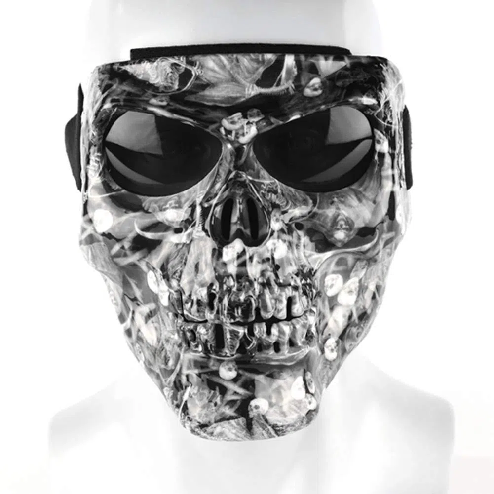 Masque de Protection pour Moto avec Verres - Lunettes de Ski Masque d'halloween Masque de tête de Mort - pour Le Casque de Visage Ouvert Masque de Moto Lunettes