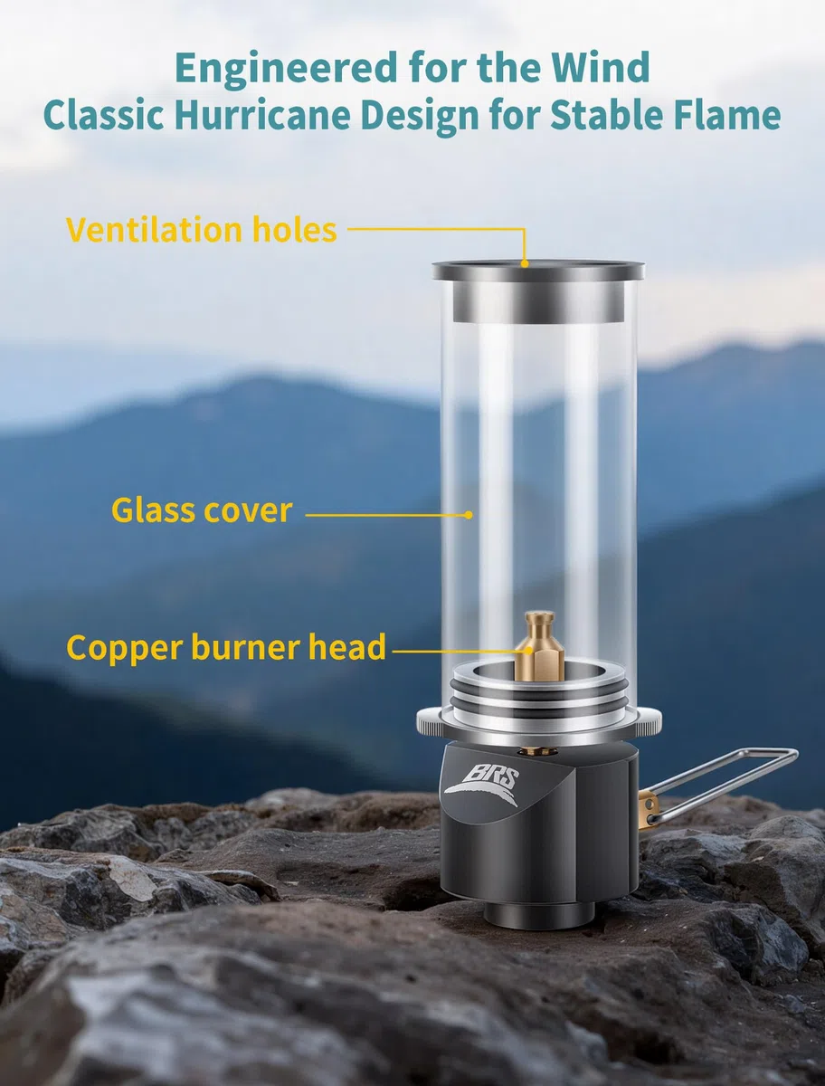 Tentock Lanterne de Camping en Plein Air pour Pêche, Randonnée, L’alpinisme - Lampe à Gaz, Luminance Réglable