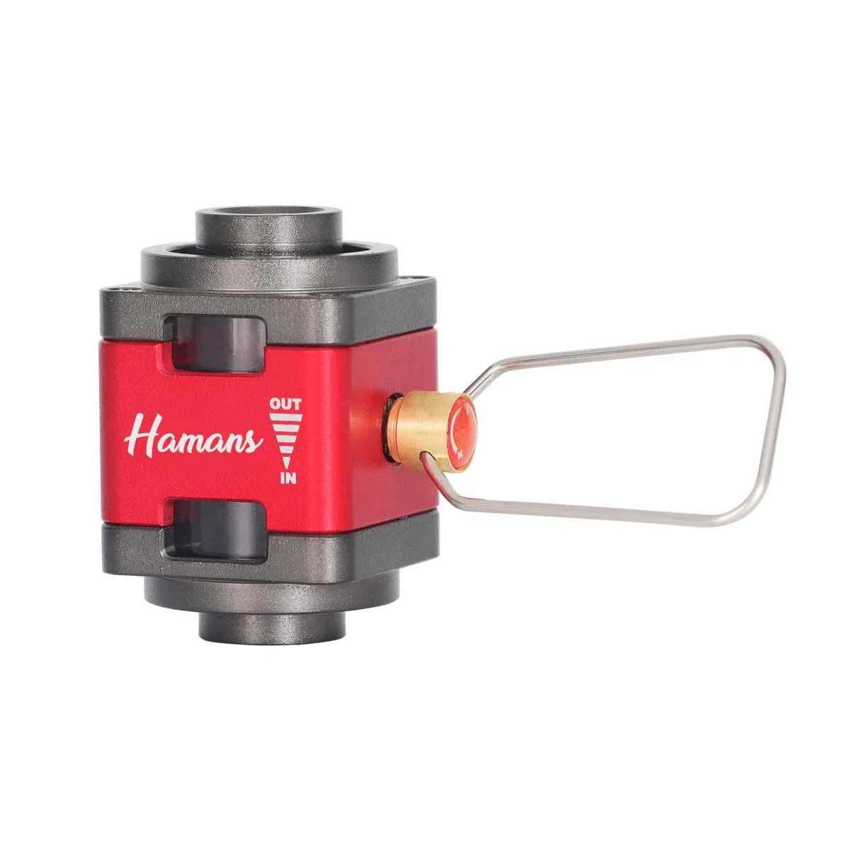 Hamans Adaptateur de recharge de bidon de gaz avec fenêtres visibles, dispositif de transfert de carburant pour randonnée, valve de gonflage portable d'extérieur avec étui de transport (ADAPTER-815)