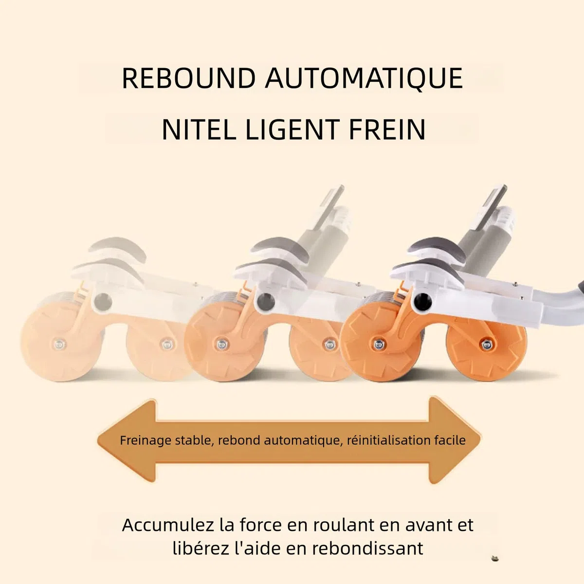 Roue abdominale à rebond automatique - Roue d'exercice 4D pour abdominaux - Avec support du coude - Appareil d'entraînement des abdominaux