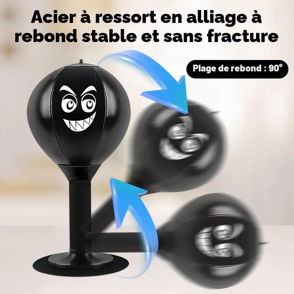 Table de punching ball de bureau avec ventouse - Sac de frappe résistant - Mini sac de frappe pour activité à la maison et au bureau pour soulager le stress