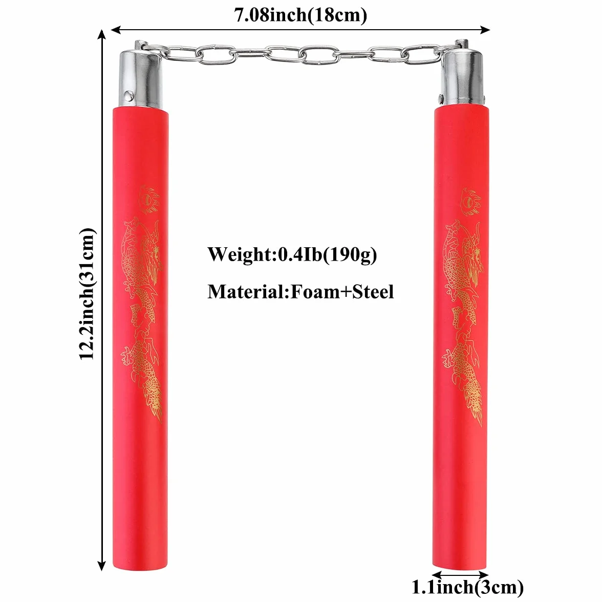 Litthing Nunchaku Mousse Caoutchouc Entraînement Quotidien Rembourré Pratique 2 Paires De Portable Parfait pour Les Enfants Et Les Débutants Mode Noir Et Rouge