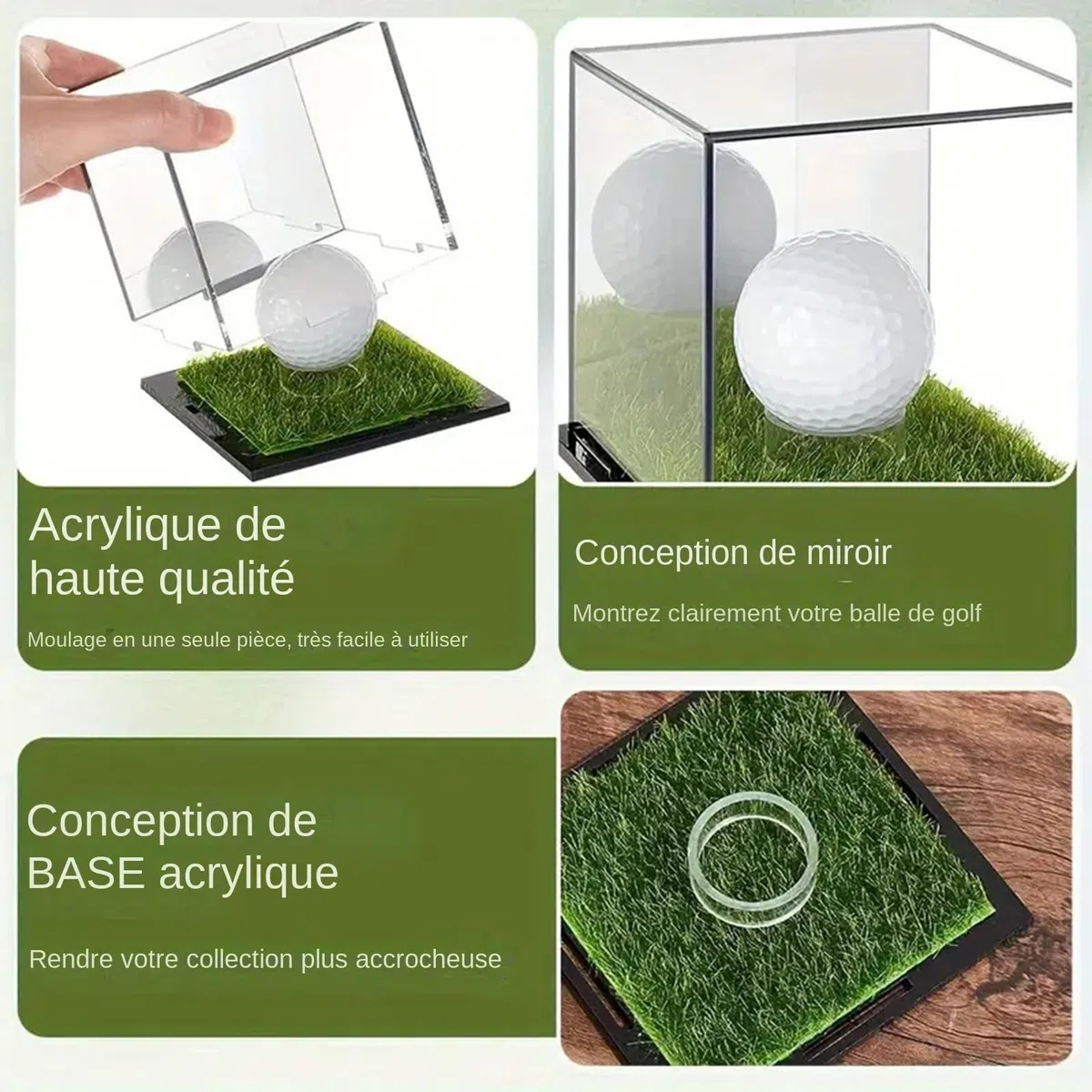 Présentoir Transparent pour Balle De Golf, Étui Transparent pour Balle De Golf, 2 Présentoirs en Acrylique pour Balles De Golf Simples, Protection Contre La Poussière