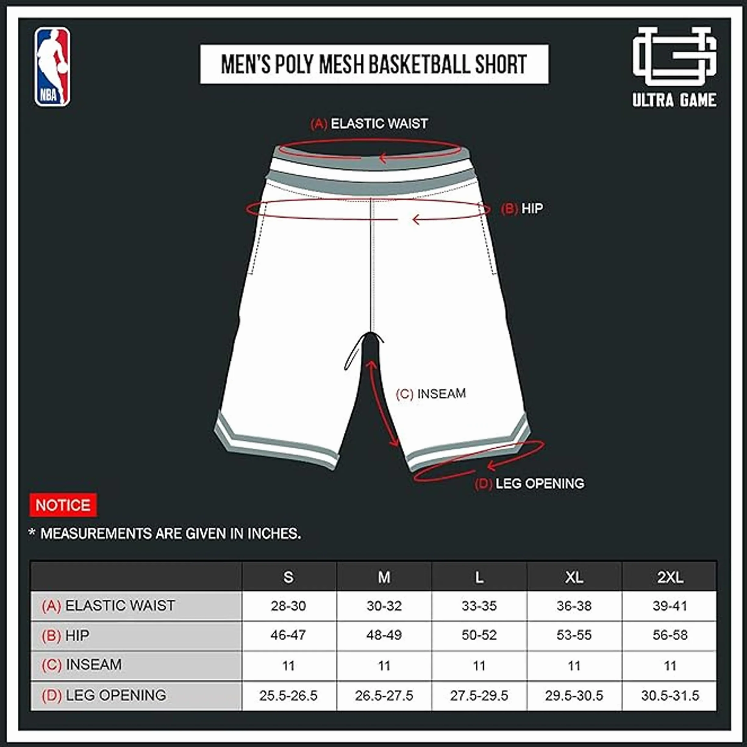 Unk NBA GSM3547F NBA Short de Basket-Ball tissé avec Logo de l'équipe en Poly, Noir, XXL