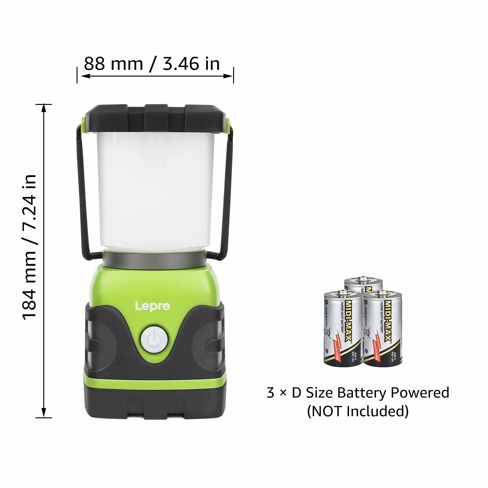 Lepro Lampe Camping LED, Lanterne Camping Puissante 1500lm, Alimentation par pile, Luminosité Réglable, Etanche, pour Camping, Bricolage, Urgence, Secours, Garage, Cave