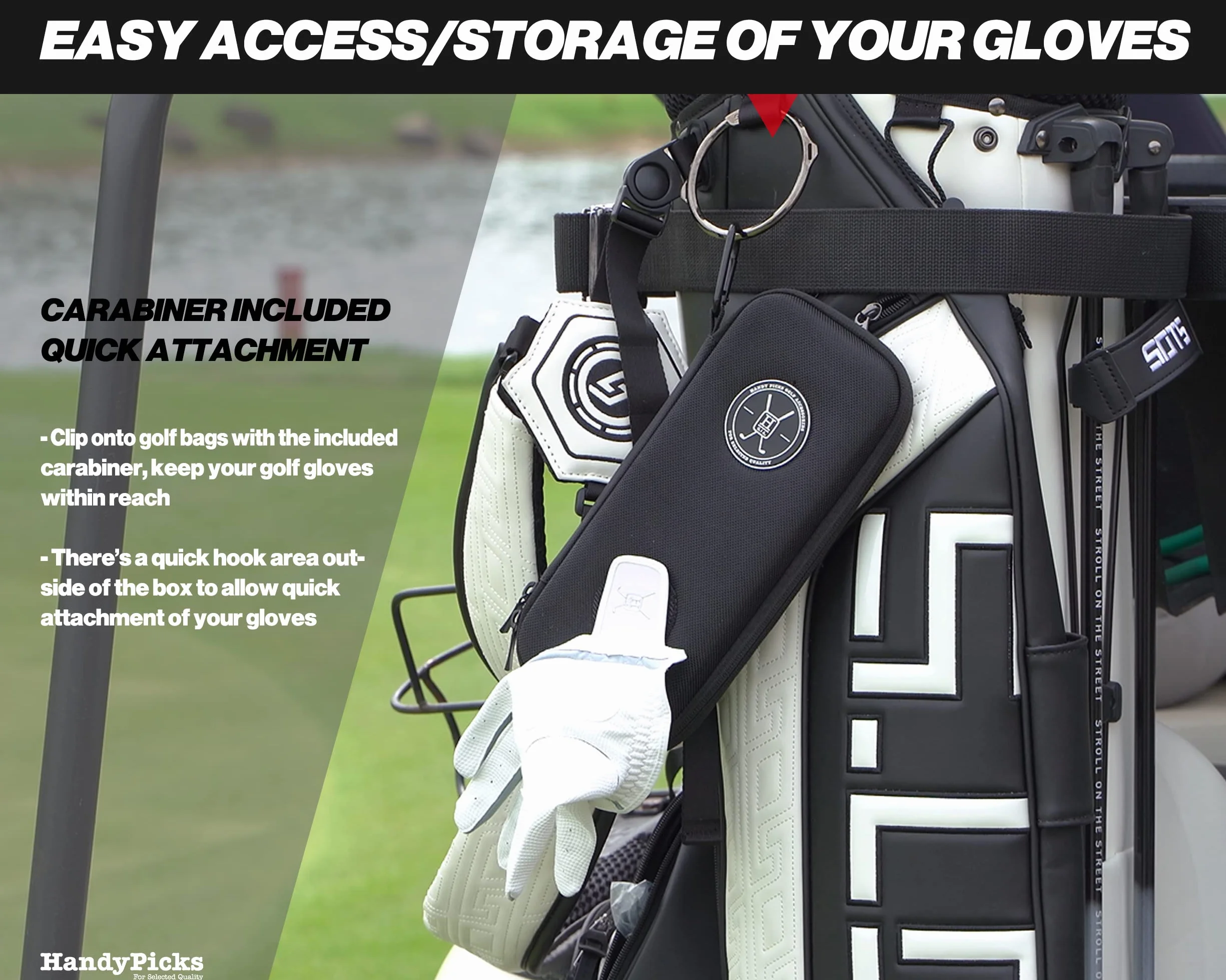 Handy Picks Étui à gants de golf performant – Étui de support pour gants de golf qui protège et garde vos gants de golf propres et secs – L'air circule à travers la coque arrière pour évacuer