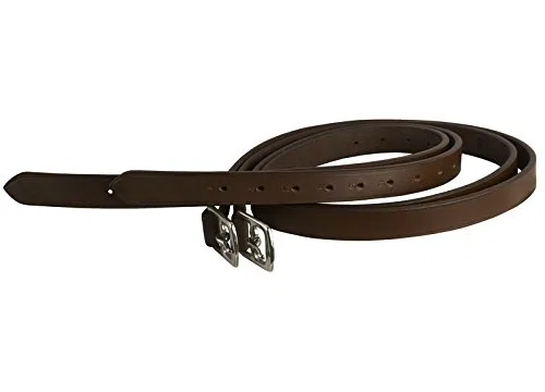Étrier en cuir véritable très résistant pour cheval Noir et marron Full (152,4 cm) COB (137,2 cm), boucle Pony SS