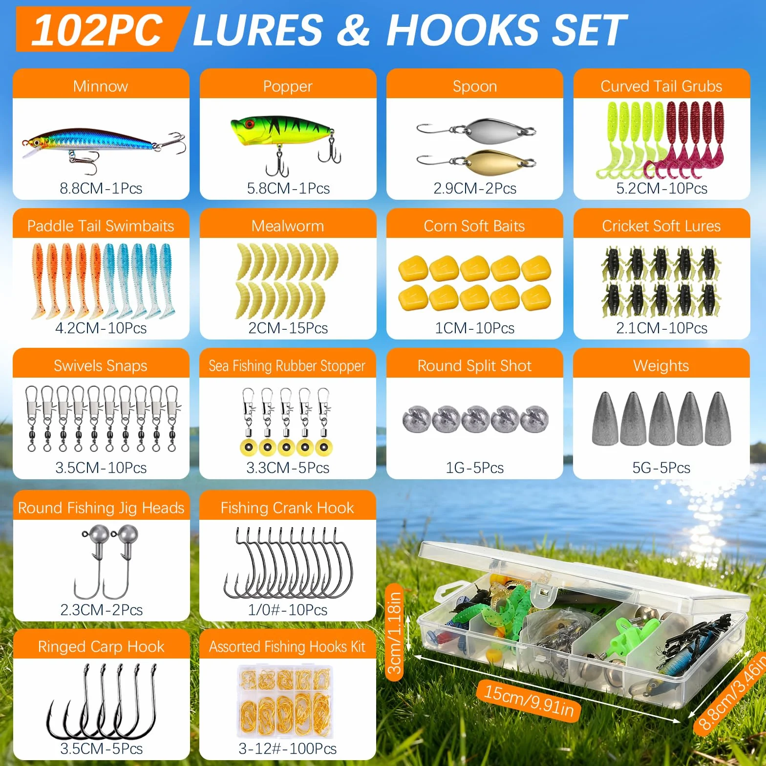 Kit de Canne à Pêche pour Enfants, Ensemble de pêche Complet avec 1,8 m, 2,1m Canne à Pêche Télescopique, Moulinet de pêche, Leurres, Sac de Transport, Kit Peche pour Débutants Garçons Filles