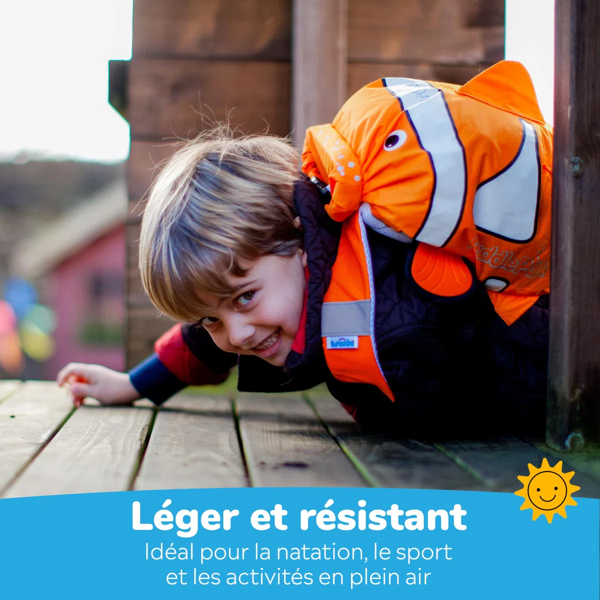 Trunki Sac à Dos et de Sport Enfant Résistant à l’Eau – PaddlePak Chuckles le Poisson Rouge (Orange)