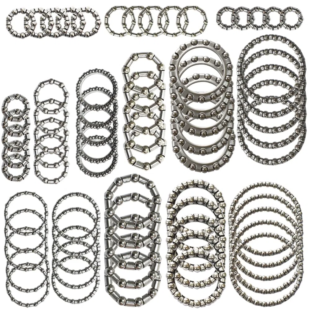Lot de 5 jeux de 14 types de roulements à billes pour vélo, manivelle, roue en cage OD 20 mm à 50 mm, ID 11 mm à 42 mm, 4 mm à 8 mm, 70 accessoires de réparation