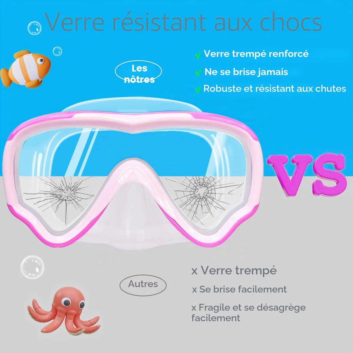 Lunette de Piscine Enfant avec Sangle en Tissu Doux, MOMUSE Masque de Plongée Enfant avec Couvercle de Nez 3D, Lunettes de Natation pour Garçons et Filles de 4 à 14 Ans