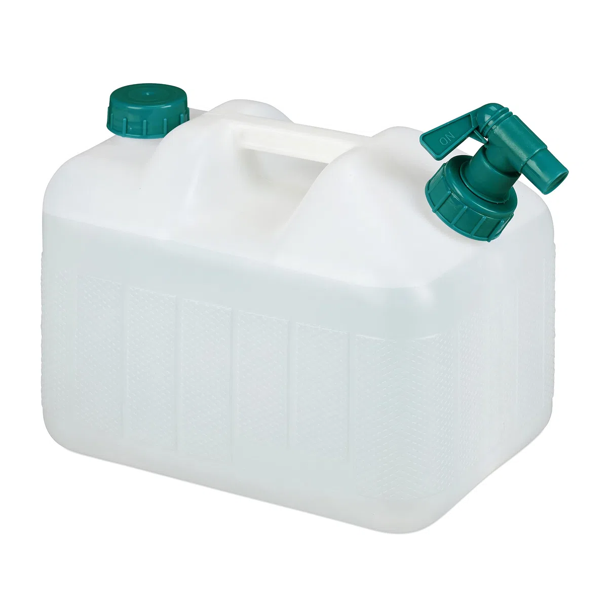 Relaxdays Bidon d’Eau avec Robinet, 10 litres, Plastique sans BPA, Couvercle, poignée, réservoir, Blanc/Vert