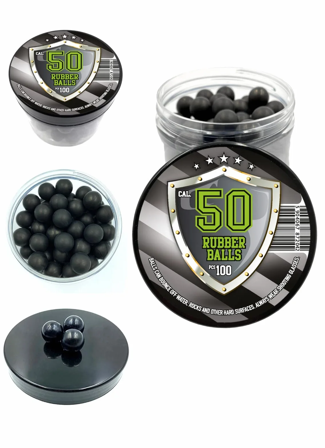 in .50 Caliber 100 x Premium Quality 1.6 Grams Hard Rubberballs Paintballs Balles en Caoutchouc Dur pour la défense à Domicile .50 Cal.
