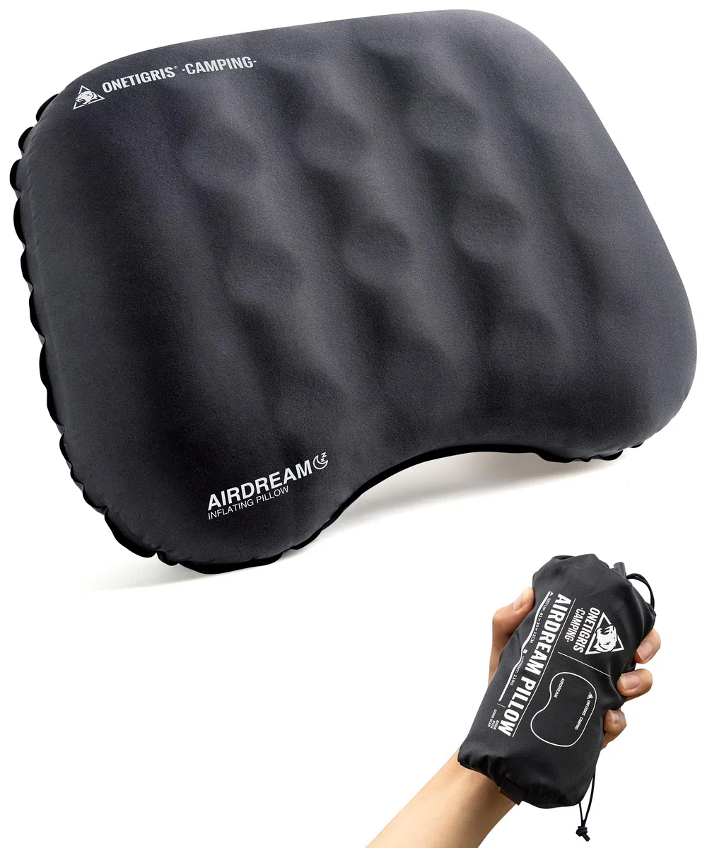 OneTigris Airdream Coussin gonflable d'extérieur, coussin de camping, ultra léger, petit coussin d'air pour randonnée, voyage et voiture