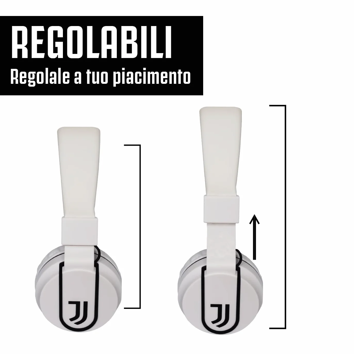 TECHMADE Juventus Football Casque Micro Inclus |on-Ear | avec Fil câble auxiliaire | Blanc/Noir | avec Adaptateur USB-c