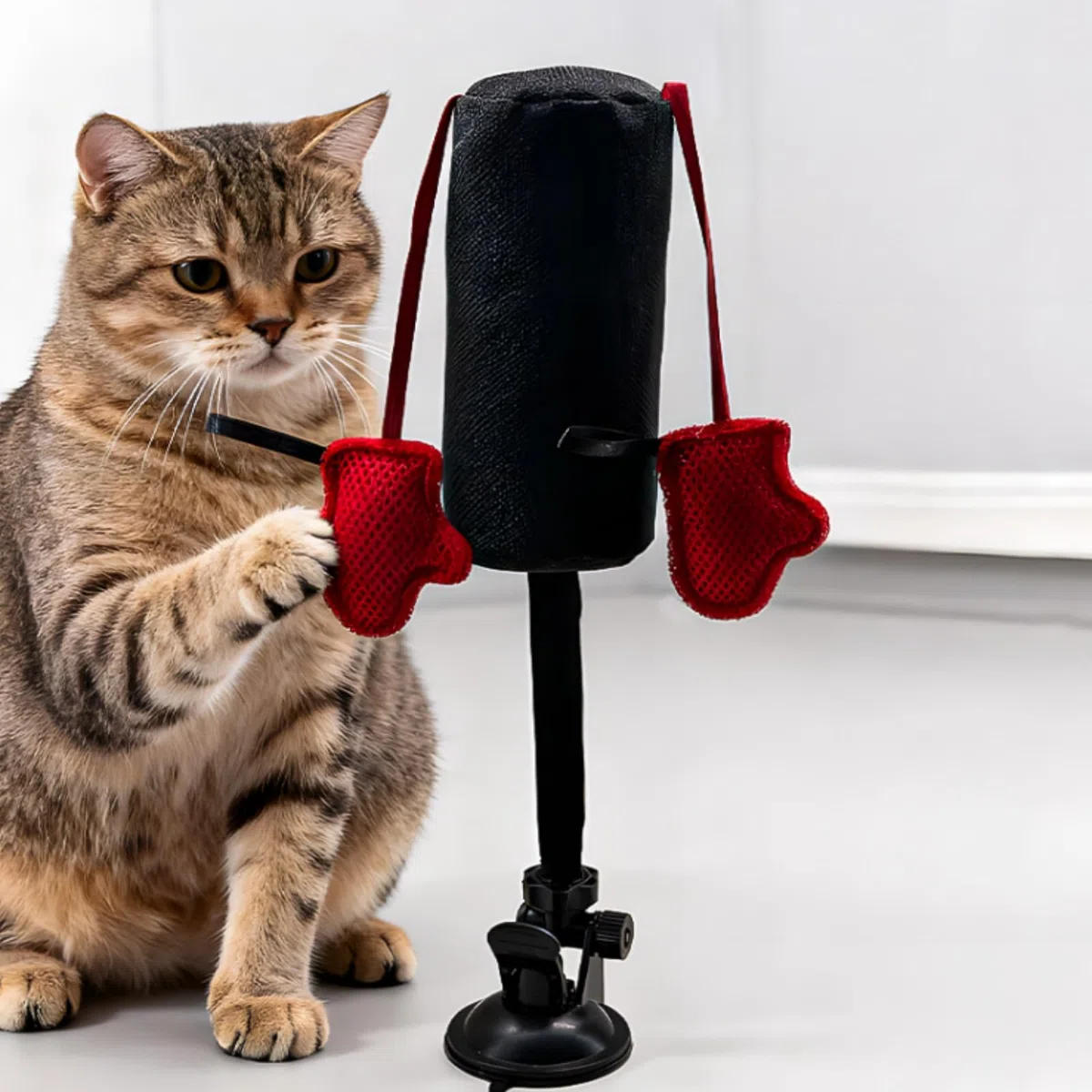 Sac de frappe pour chat - Sac de frappe amusant avec gants de boxe - Jeu pour tous (A)