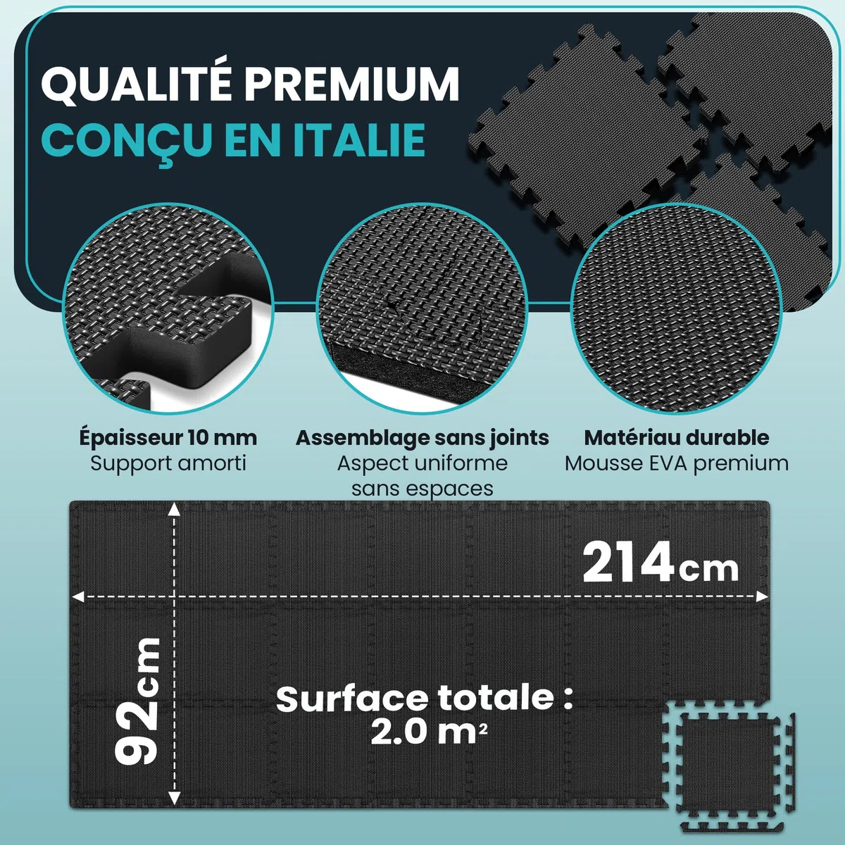 Tapis de Sport【Lot de 21 Tapis Puzzle】 EVA Tapis de Gym Antidérapant – Tapis de Sol a la Maison Gymnastique Fitness - Dalle Mousse Anti Vibration Revetement de Sol – Musculation Tatami Garage Piscine