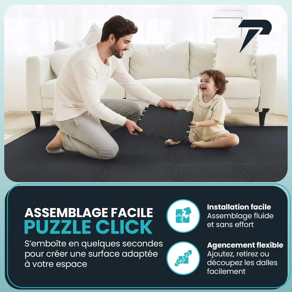 Tapis de Sport【Lot de 21 Tapis Puzzle】 EVA Tapis de Gym Antidérapant – Tapis de Sol a la Maison Gymnastique Fitness - Dalle Mousse Anti Vibration Revetement de Sol – Musculation Tatami Garage Piscine