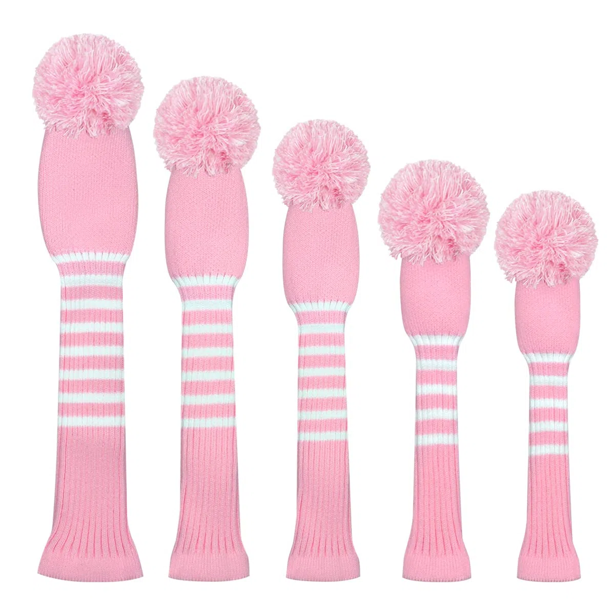 Scott Edward Lot de 5 Housses de tête de Golf en Tricot pour Bois,Golf Couvre-Bois à Pompon Adulte Unisexe